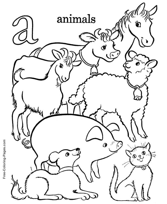 Coloring Book Pages Animals Alphabet