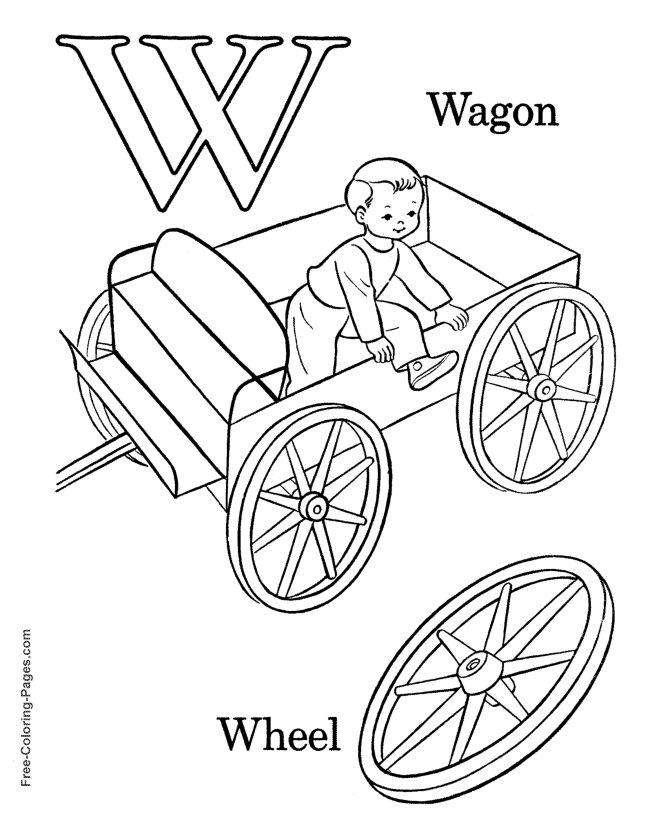 Coloring Pages Wagon Alphabet