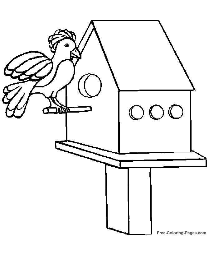 Printable Coloring Book Pages Birds 01 Bird House Free Houses
