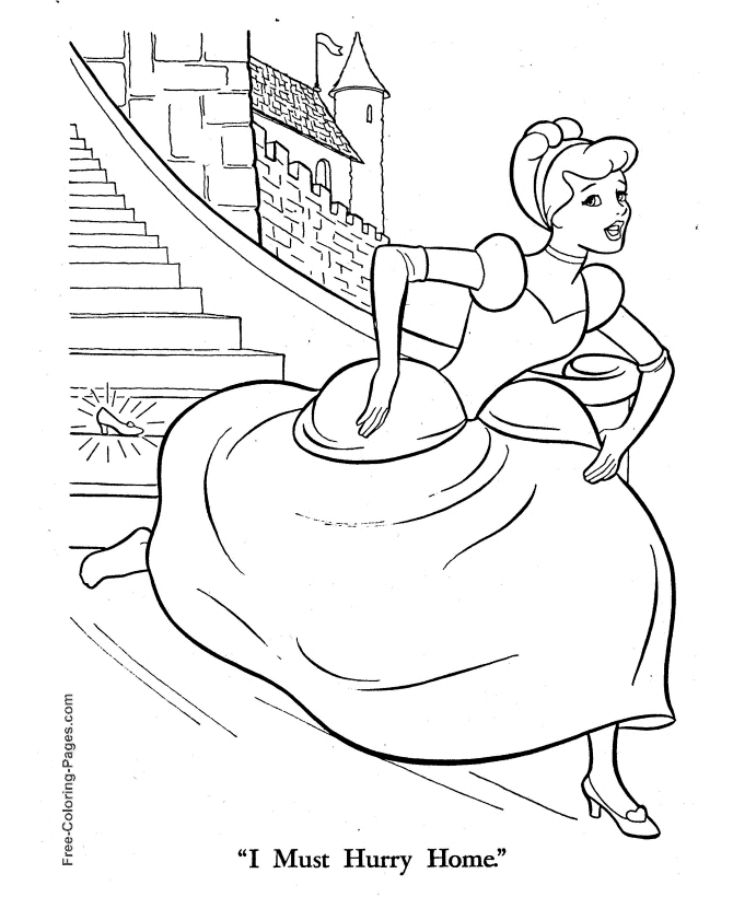Hurry late Cinderella coloring page
