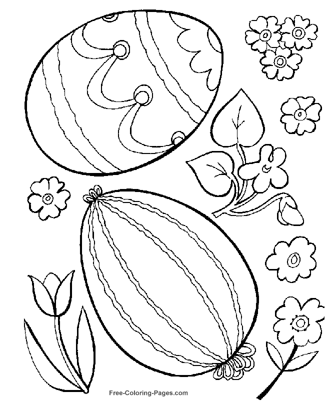 Easter coloring pages - Eggs and Flowers