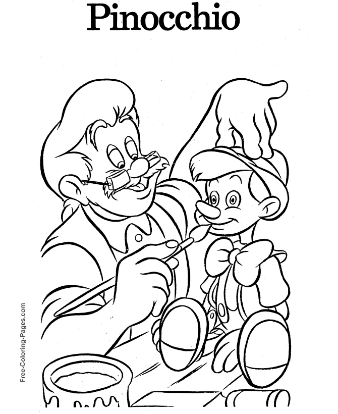 Gepetto and Pinocchio coloring page