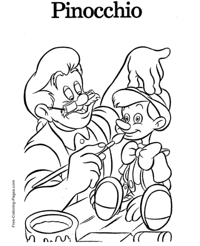 Gepetto and Pinocchio coloring pages