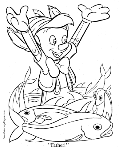 Pinocchio coloring page In the Water