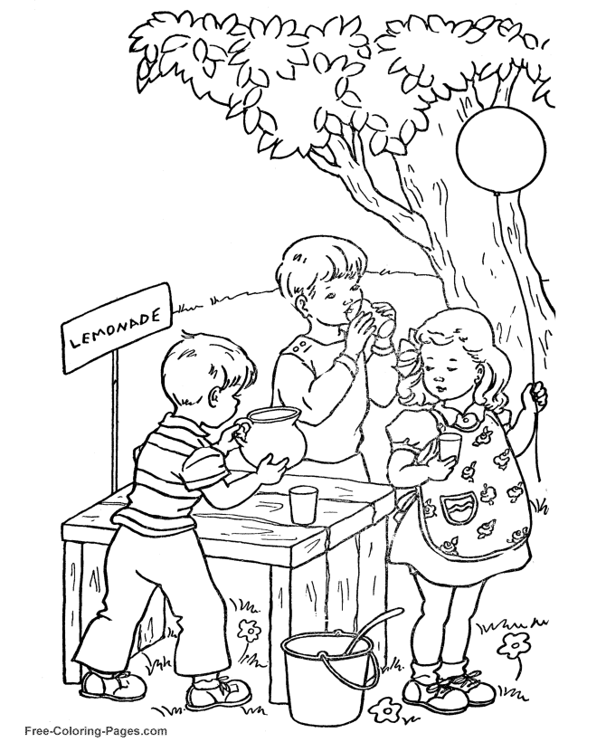 Summer Coloring Book Pictures - Lemonade Stand 23