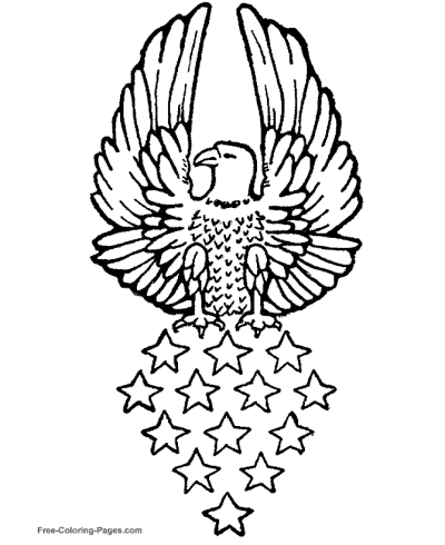 Stars and American eagle coloring page