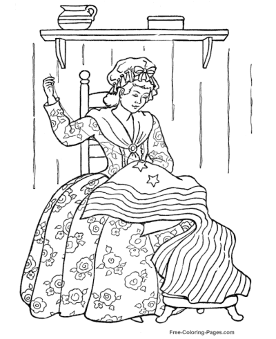 Betsy Ross american flag coloring pages