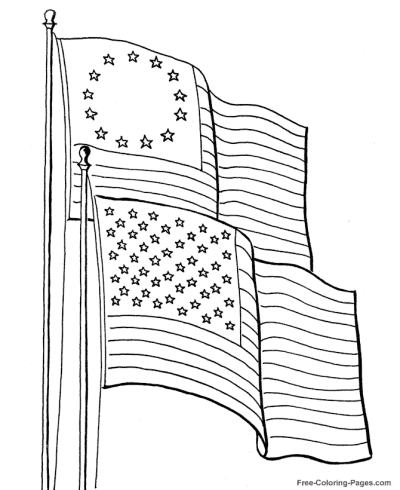first and current american flag coloring page