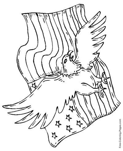 eagle and american flag coloring page