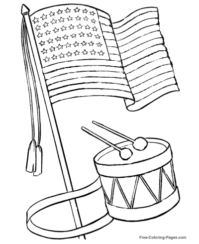 drum and american flag coloring pages
