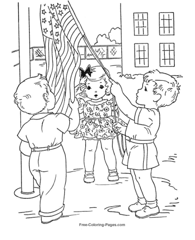 American flag Independence Day coloring page