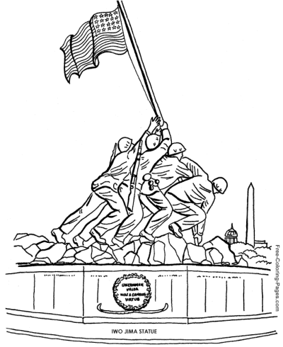 Memorial Day coloring page IWO JIMA Statue
