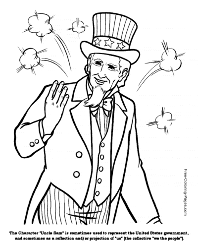 Patriotic coloring page of Uncle Sam