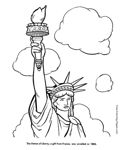 Patriotic coloring page of Lady Liberty