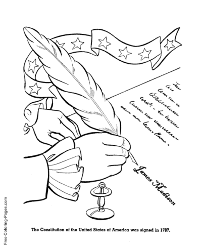 Patriotic coloring page of US Constitution
