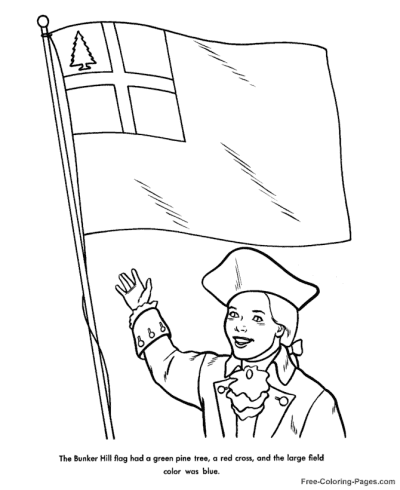 Bunker Hill flag patriotic coloring page