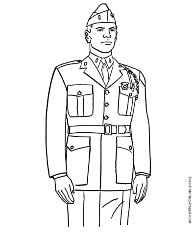 Marine Officer Veterans Day coloring pages